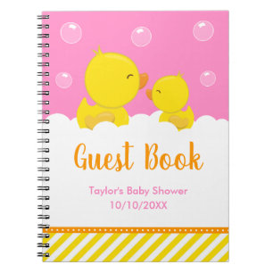 Rubber Ducky Yellow Pink Baby Shooting Gästebuch Notizblock