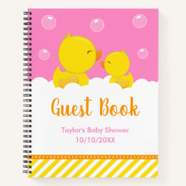Rubber Ducky Yellow Pink Baby Shooting Gästebuch Notizbuch
