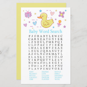 Rubber-Ente Baby Shower Word Search Game