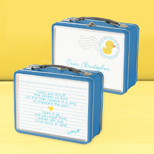 Rubber Ente erste Geburtstagszeit Kapselmitte Box Metall Brotdose