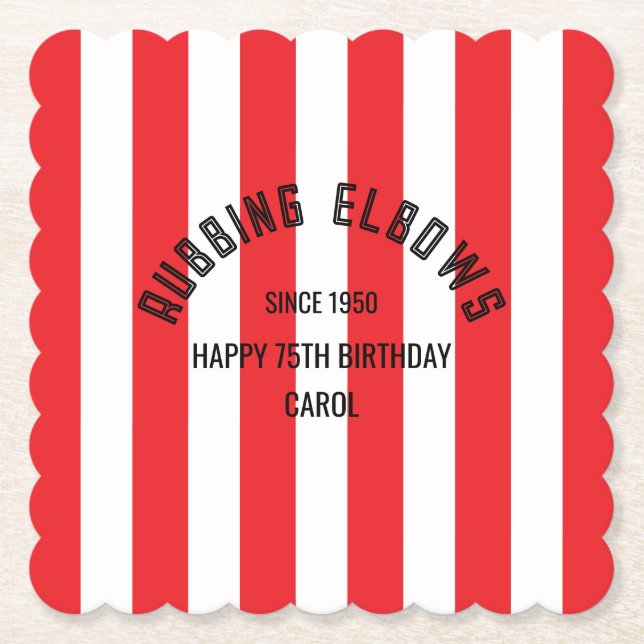 Rubbing Elbows Since 1950 - True Red Custom Design Untersetzer (Vorderseite)