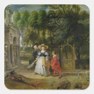 Rubens und Helene Fourment im Garten Quadratischer Aufkleber