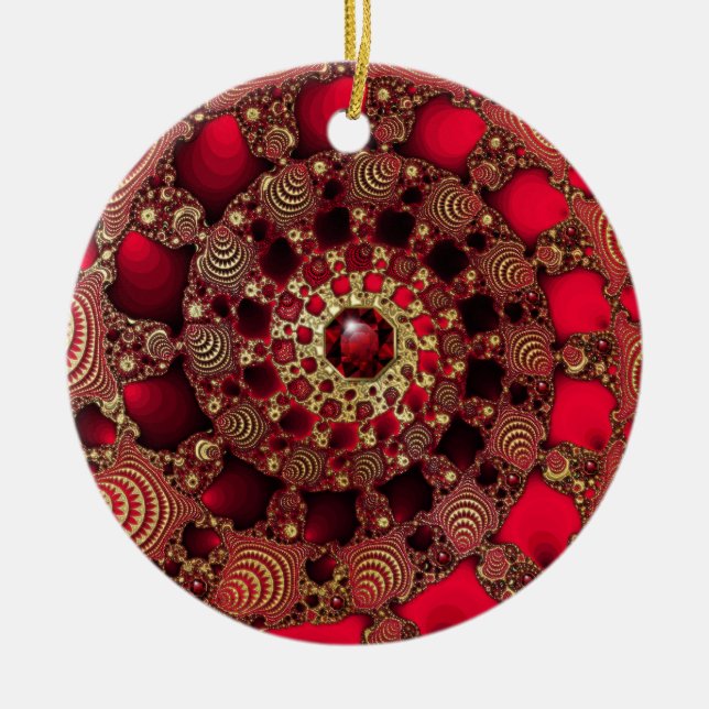 Rubies und Gold Keramik Ornament (Vorne)