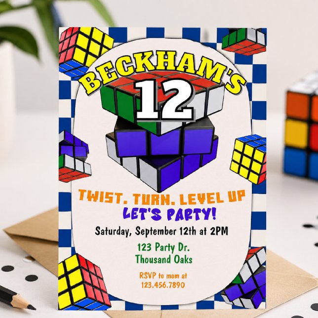 Rubik's Cube Geburtstag | Puzzle Cube Party Einladung (Von Creator hochgeladen)