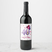 Rubin 40. Hochzeitsjubiläums-Flaschenetikett