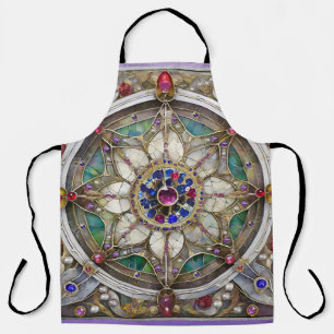 Rubin, Amethyst, Saphir und Perlen-Mandala Schürze