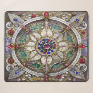 Rubin, Amethyst, Saphir und Perlen-Mandala Sherpadecke