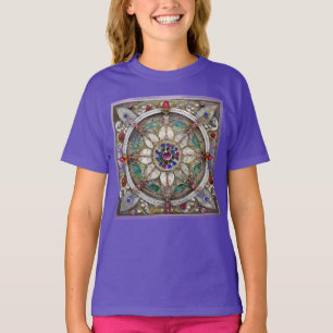 Rubin, Amethyst, Saphir und Perlen-Mandala T-Shirt