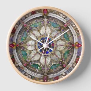 Rubin, Amethyst, Saphir und Perlen-Mandala Uhr