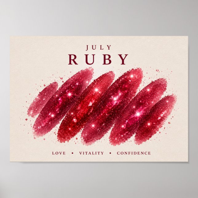 Rubin-Geburtsstein Juli A4-Kunst Poster (Vorne)