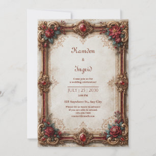 Rubin-Gold-Barock-Hochzeit Einladung