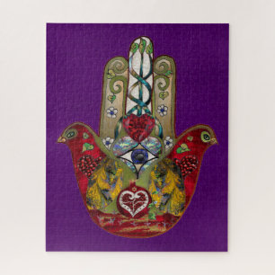 Rubin Granatapfel Herz Roter Vogel Hamsa Puzzle