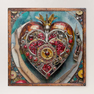 Rubin Granatapfel Herz Steampunk Serie Puzzle