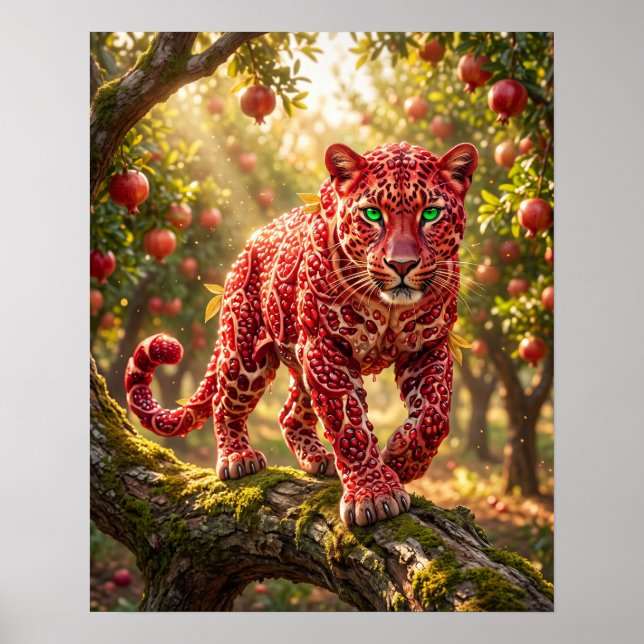 Rubin-Granatapfel-Leopard  Poster (Vorne)