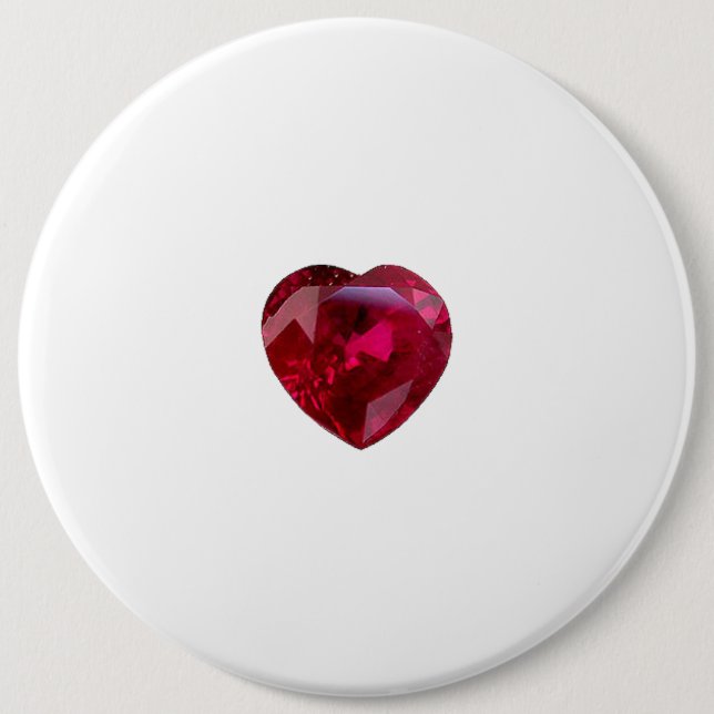 Rubin-Herz-Rot-Edelstein-Knopf Button (Vorderseite)