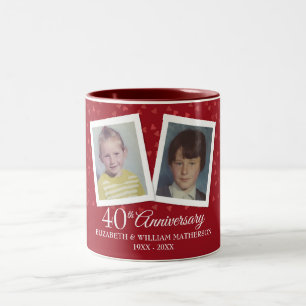 Rubin-Hochzeit 40. Hochzeitstag Kindheitsfotos Zweifarbige Tasse