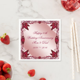 Rubin Hochzeit 40. Jubiläum Papier Servietten
