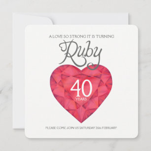Rubin-Hochzeit Liebe so stark Herz Wasserfarbe Einladung
