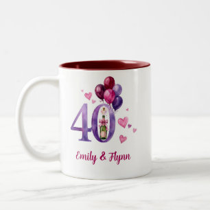 Rubin-Hochzeitsjubiläums-Tasse zum 40. Geburtstag Zweifarbige Tasse