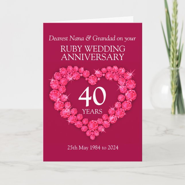Rubin-Hochzeitstag Großeltern 40. Karte (Vorderseite)