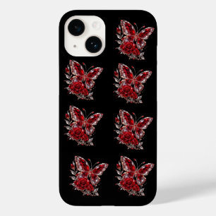 Rubin Kristall Schmetterling & Rose Case-Mate iPhone 14 Hülle