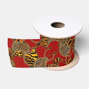 Rubin Leoparden Gold Barock Luxus Satinband