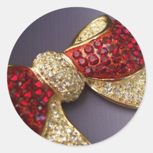 Rubin-Rhinestone-Bogen-Aufkleber Runder Aufkleber