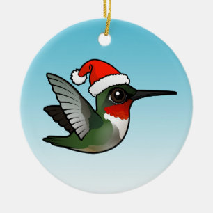 Rubin-throated Kolibri-Weihnachten Keramik Ornament