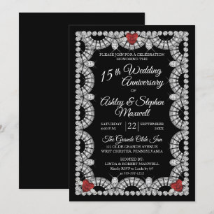Rubin- und Diamantene Hochzeit 15. Jubiläumsfeier Einladung