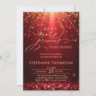 Rubin Wichtiger Rotes Gold Glitter 80. Geburtstag Einladung