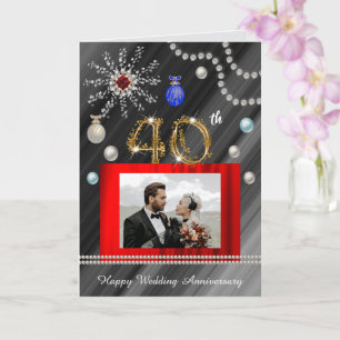 Rubin zum 40. Hochzeitstag an Weihnachten 2 Foto Karte