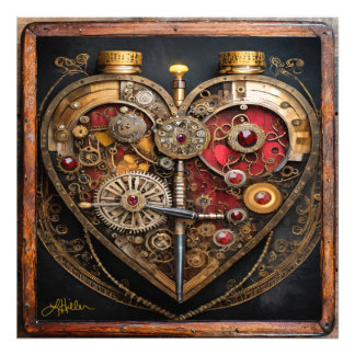 Rubine und Getriebe der Heart Steampunk Serie Fotodruck
