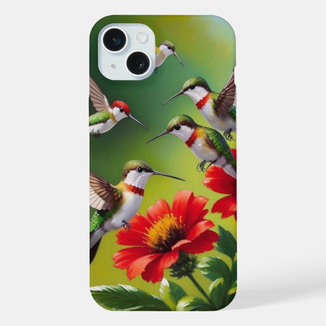 Rubinkehlkolibris und scharlachrote Blüten iPhone Hülle (Rückseite)