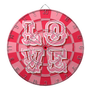 Rubinrot und Rosa Vintage LOVE Süßes Retro-Design Dartscheibe