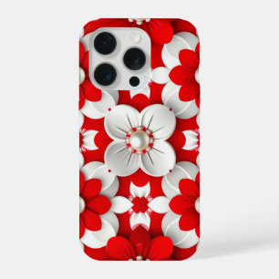 Rubinrote Blütenperle Luxus✨Lebendiges Rot Weiß Fl iPhone 15 Pro Hülle