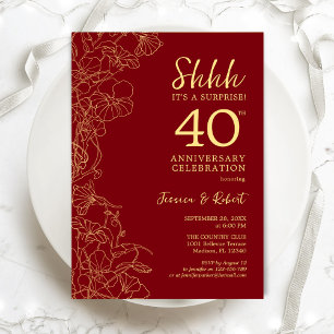 Rubinrote Goldene Überraschung zum 40. Jubiläum Einladung