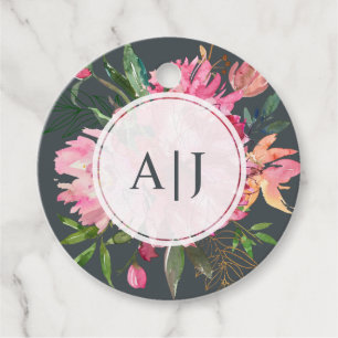 Rubinrote Pfingstrosen-Blumen-Botanische Hochzeit Geschenkanhänger