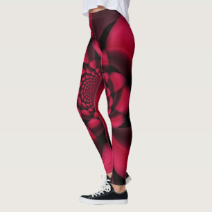 Rubinrote schwarze Blütenblätter Leggings