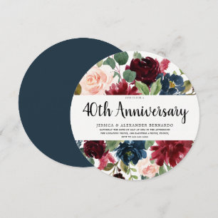 Rubinrote Weinblüten 40. Hochzeitstag Einladung