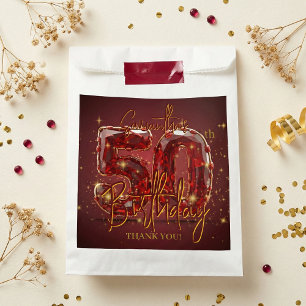 Rubinroter Edelstein Gold 50. Geburtstag Danke Geschenktütchen