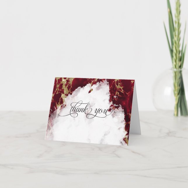 Rubinroter Granat-Aquarell-Geode BarefootBride™ Dankeskarte (Vorderseite)
