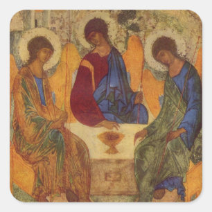Rublev Trinity am Tisch Quadratischer Aufkleber