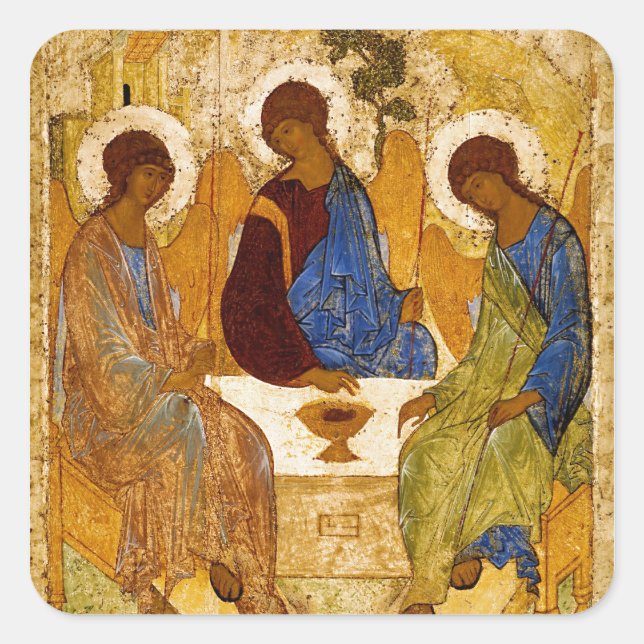 Rublev Trinity am Tisch Quadratischer Aufkleber (Vorderseite)