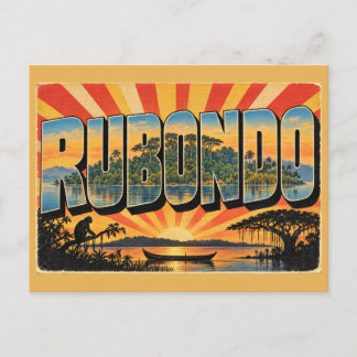 Rubondo-Insel Wald See Papyrus Vintage Reise Postkarte