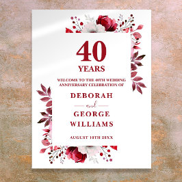 Ruby 40. Elegantes Hochzeitsszenario Begrüßungszei Poster