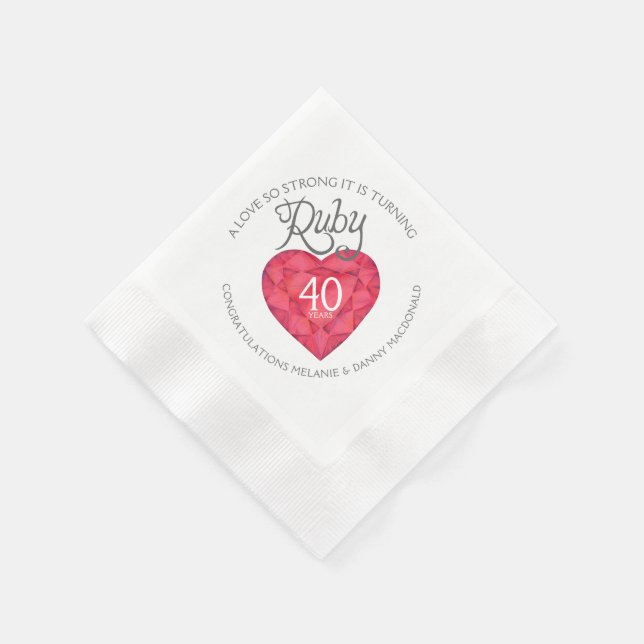 Ruby 40. Hochzeit Geburtstagskunst Servietten (Ecke)