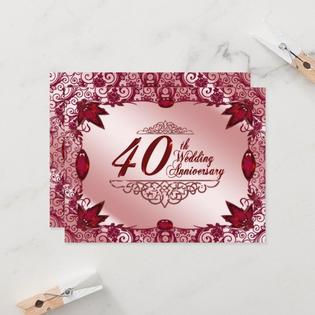 Ruby 40. Hochzeitstag 4,25x5,5 Einladung (Vorderseite/Rückseite Beispiel)