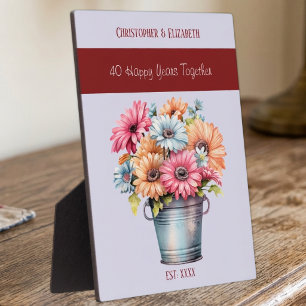 Ruby 40. Hochzeitstag Blumen Namen lila Fotoplatte
