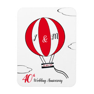 Ruby 40. Hochzeitstag Heißluftballon Magnet
