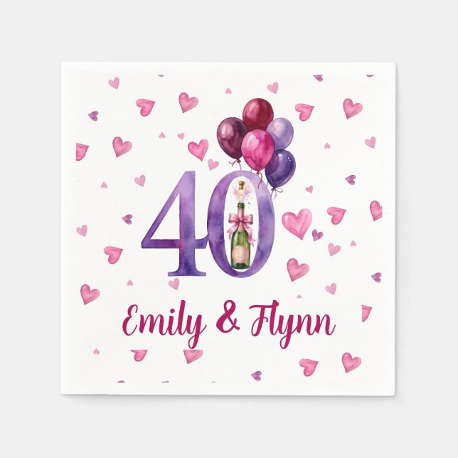 Ruby 40. Hochzeitstag Papier Servietten (Vorderseite)